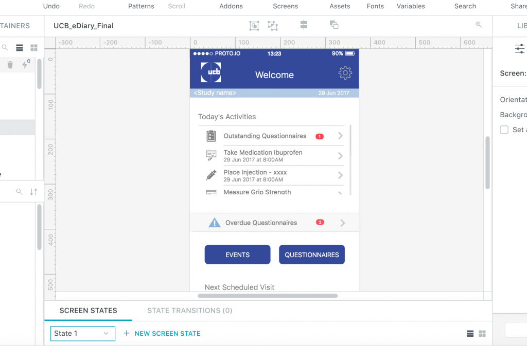 Wireframe example UCB case